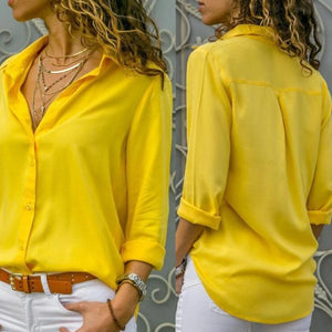 Women White Blouses Basic Selling Button Solid 2019 Autumn Long Sleeve Shirt Female Chiffon Women's Slim Clothing Plus Size Tops