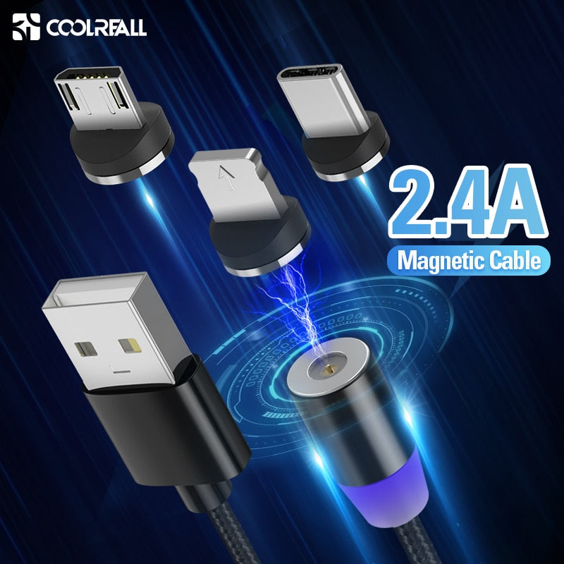 Coolreall Magnetic Cable Micro usb Type C IOS Fast Charging Micro usb Type-C Magnet Charger Wire usb c For iphone11 X Xr cable