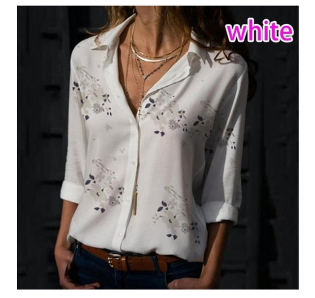 Women White Blouses Basic Selling Button Solid 2019 Autumn Long Sleeve Shirt Female Chiffon Women's Slim Clothing Plus Size Tops