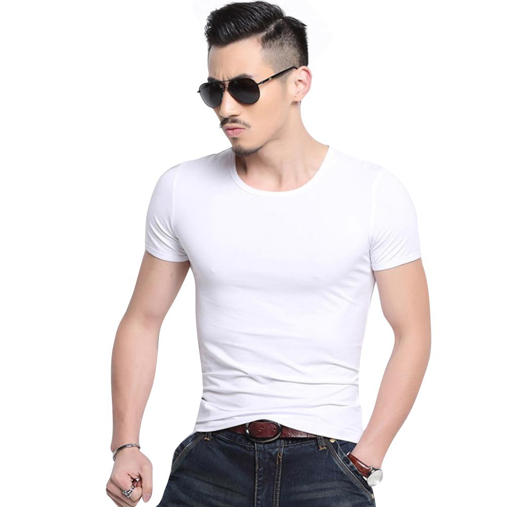 Men Casual Slim Summer Black White Basic Tees T Shirt Tops Short Sleeve V-neck Bodycon Solid Homme T-shirt Tops