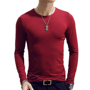 2020 Spring Men T-Shirts Long Sleeve O-Neck Casual Fitness Jogging Solid Fashion Tee Basic Running Homme Top Clothing