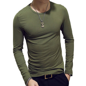 2020 Spring Men T-Shirts Long Sleeve O-Neck Casual Fitness Jogging Solid Fashion Tee Basic Running Homme Top Clothing