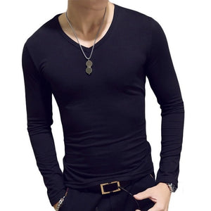 2020 Spring Men T-Shirts Long Sleeve O-Neck Casual Fitness Jogging Solid Fashion Tee Basic Running Homme Top Clothing