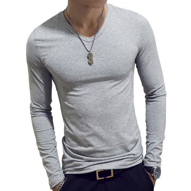2020 Spring Men T-Shirts Long Sleeve O-Neck Casual Fitness Jogging Solid Fashion Tee Basic Running Homme Top Clothing