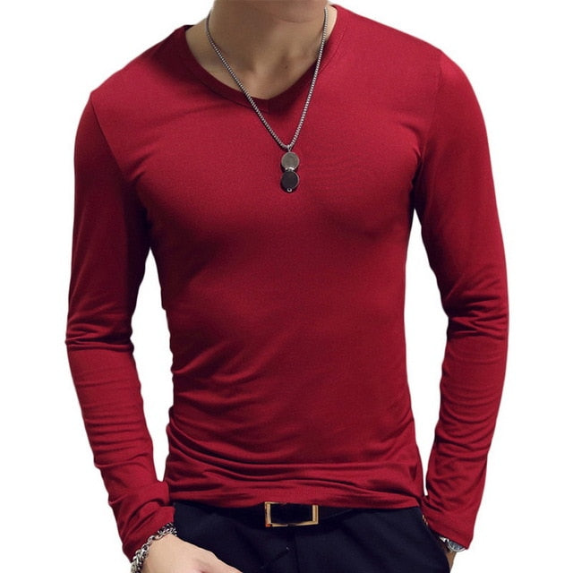 2020 Spring Men T-Shirts Long Sleeve O-Neck Casual Fitness Jogging Solid Fashion Tee Basic Running Homme Top Clothing