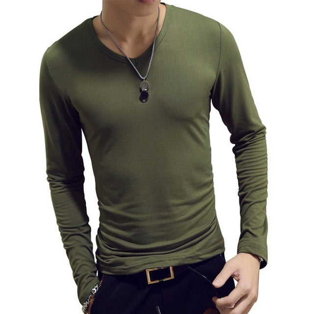 2020 Spring Men T-Shirts Long Sleeve O-Neck Casual Fitness Jogging Solid Fashion Tee Basic Running Homme Top Clothing