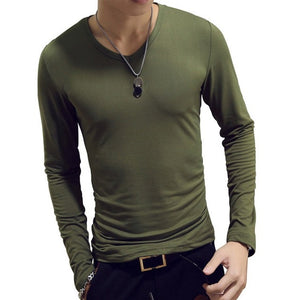 2020 Spring Men T-Shirts Long Sleeve O-Neck Casual Fitness Jogging Solid Fashion Tee Basic Running Homme Top Clothing