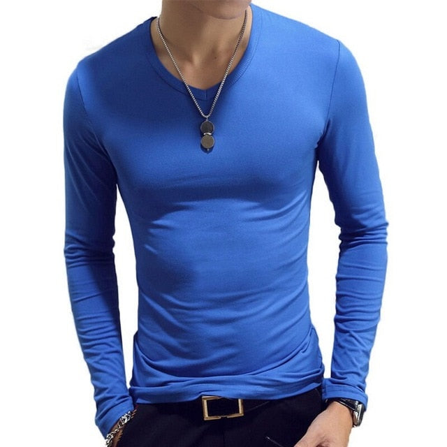 2020 Spring Men T-Shirts Long Sleeve O-Neck Casual Fitness Jogging Solid Fashion Tee Basic Running Homme Top Clothing
