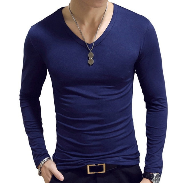 2020 Spring Men T-Shirts Long Sleeve O-Neck Casual Fitness Jogging Solid Fashion Tee Basic Running Homme Top Clothing