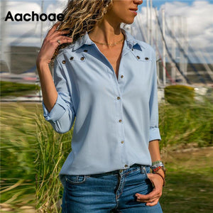 Women Tops Blouses 2020 Spring Elegant Pure Long Sleeve Blouse Shirt Turn Down Collar Chiffon Blouse Office Shirts Blusas Camisa