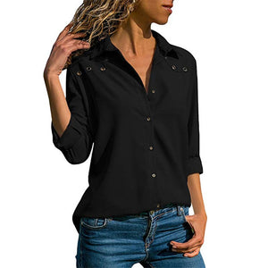 Women Tops Blouses 2020 Spring Elegant Pure Long Sleeve Blouse Shirt Turn Down Collar Chiffon Blouse Office Shirts Blusas Camisa