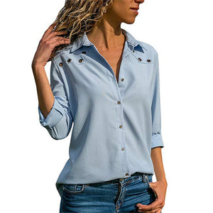 Women Tops Blouses 2020 Spring Elegant Pure Long Sleeve Blouse Shirt Turn Down Collar Chiffon Blouse Office Shirts Blusas Camisa