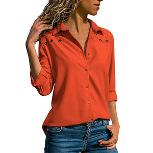 Women Tops Blouses 2020 Spring Elegant Pure Long Sleeve Blouse Shirt Turn Down Collar Chiffon Blouse Office Shirts Blusas Camisa