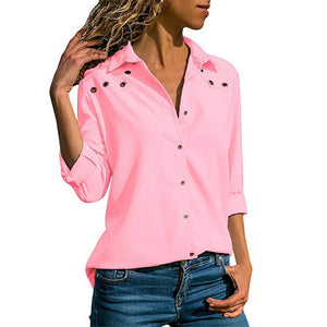 Women Tops Blouses 2020 Spring Elegant Pure Long Sleeve Blouse Shirt Turn Down Collar Chiffon Blouse Office Shirts Blusas Camisa