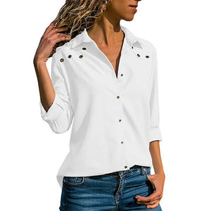 Women Tops Blouses 2020 Spring Elegant Pure Long Sleeve Blouse Shirt Turn Down Collar Chiffon Blouse Office Shirts Blusas Camisa