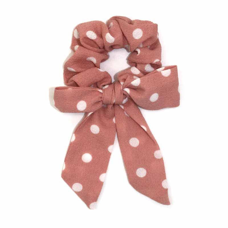 Women Streamers Scrunchies Polka Dot Floral Print Elastic Bow Hair Rope Girl Hair Ties Korean Sweet Hair Accessories Headwear