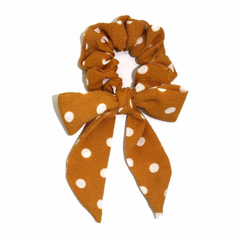 Women Streamers Scrunchies Polka Dot Floral Print Elastic Bow Hair Rope Girl Hair Ties Korean Sweet Hair Accessories Headwear