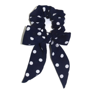 Women Streamers Scrunchies Polka Dot Floral Print Elastic Bow Hair Rope Girl Hair Ties Korean Sweet Hair Accessories Headwear