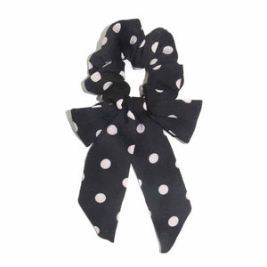 Women Streamers Scrunchies Polka Dot Floral Print Elastic Bow Hair Rope Girl Hair Ties Korean Sweet Hair Accessories Headwear