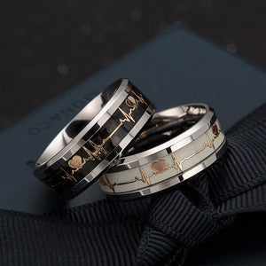 Luminous ECG Ring Stainless Steel Ring Promise Heartbeat Ring Glowing Jewelry for Men Women