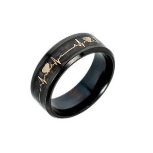 Luminous ECG Ring Stainless Steel Ring Promise Heartbeat Ring Glowing Jewelry for Men Women