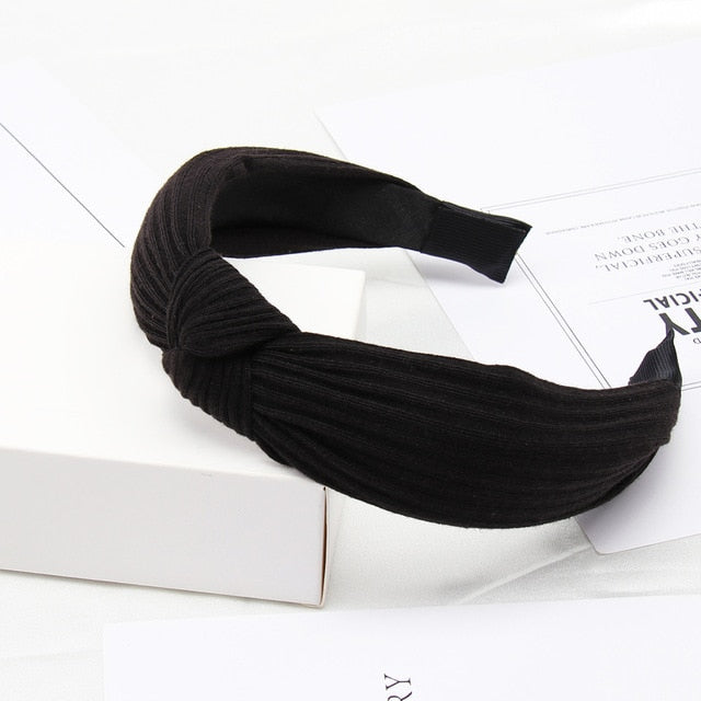 สีทึบโบว์ Headbands สำหรับผู้หญิงง่ายผ้า Hairband อุปกรณ์เสริมผมกว้างผม BAND