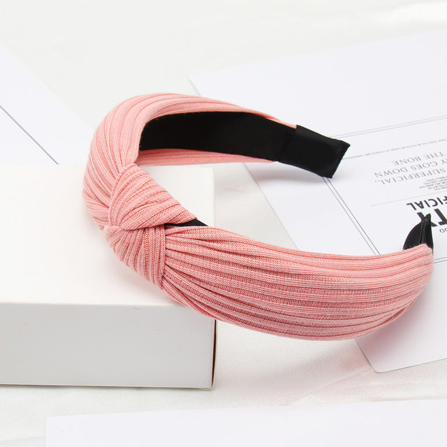 สีทึบโบว์ Headbands สำหรับผู้หญิงง่ายผ้า Hairband อุปกรณ์เสริมผมกว้างผม BAND