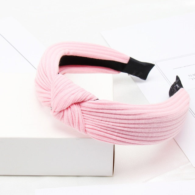 สีทึบโบว์ Headbands สำหรับผู้หญิงง่ายผ้า Hairband อุปกรณ์เสริมผมกว้างผม BAND