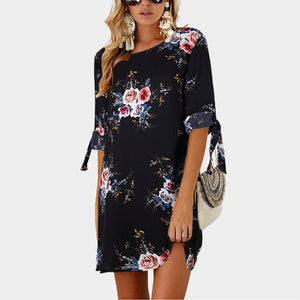 Summer Dress 2020 Women Floral Print Beach Chiffon Dress Casual Loose Mini Party Dress Boho Style Sundress Vestidos Plus Size