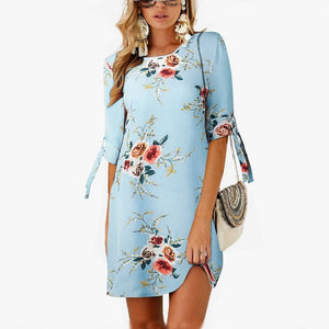 Summer Dress 2020 Women Floral Print Beach Chiffon Dress Casual Loose Mini Party Dress Boho Style Sundress Vestidos Plus Size