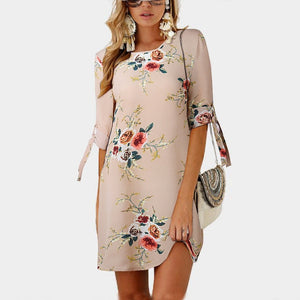 Summer Dress 2020 Women Floral Print Beach Chiffon Dress Casual Loose Mini Party Dress Boho Style Sundress Vestidos Plus Size