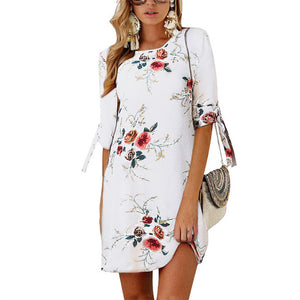 Summer Dress 2020 Women Floral Print Beach Chiffon Dress Casual Loose Mini Party Dress Boho Style Sundress Vestidos Plus Size