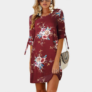 Summer Dress 2020 Women Floral Print Beach Chiffon Dress Casual Loose Mini Party Dress Boho Style Sundress Vestidos Plus Size
