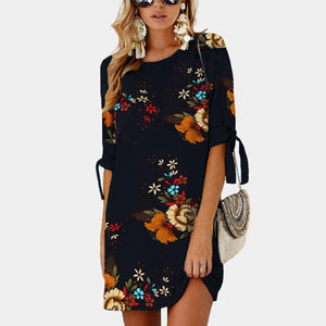 Summer Dress 2020 Women Floral Print Beach Chiffon Dress Casual Loose Mini Party Dress Boho Style Sundress Vestidos Plus Size