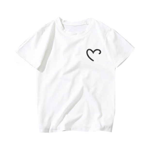 2020 Summer Women T-shirt Girls Harajuku Love Print Top TShirt Short Sleeve O Neck Couples Lovers Cotton white tshirt camiseta