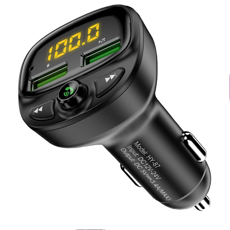 FLOVEME 3.4A Fast Car Charger Fm Transmitter Bluetooth Dual USB Mobile Car Phone Charger Fast Charging MP3 TF Card Music Car Kit