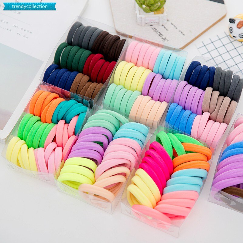 100Pcs Diameter 35MM High Elastic Hair Bands for Women Girls Hairband Ponytail Holder Rubber Scrunchies Hair Accessories