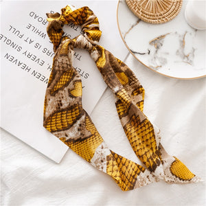 Fashion Floral Print Scrunchie Silk Elastic Hair Band For Women Hair Scarf Bows Rubber Ropes Girls Hair Ties Hair Accessory