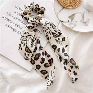 Fashion Floral Print Scrunchie Silk Elastic Hair Band For Women Hair Scarf Bows Rubber Ropes Girls Hair Ties Hair Accessory