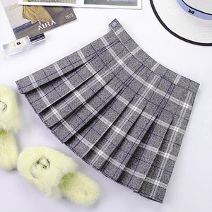 Plus Size Harajuku Short Skirt New Korean Plaid Skirt Women Zipper High Waist School Girl Pleated Plaid Skirt Sexy Mini Skirt