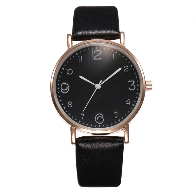 Top Style Fashion Women's Luxury Leather Band Analog Quartz WristWatch Golden Ladies Watch Women Dress Reloj Mujer Black Clock