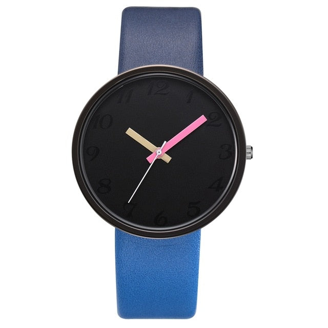 Women Watch Gray Contrast Leather Quartz Watch Women Men Watches Lovers Unisex Casual Ladies Wrist Watch Clock Relogio Feminino