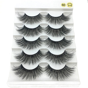 5 Pairs 6D Faux Mink Hair False Eyelashes Natural Long Wispies Lashes Handmade Cruelty-free Criss-cross Eyelashes Makeup Tools