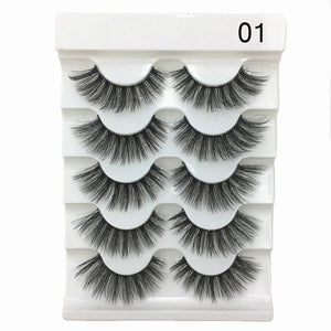 5 Pairs 6D Faux Mink Hair False Eyelashes Natural Long Wispies Lashes Handmade Cruelty-free Criss-cross Eyelashes Makeup Tools