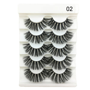 5 Pairs 6D Faux Mink Hair False Eyelashes Natural Long Wispies Lashes Handmade Cruelty-free Criss-cross Eyelashes Makeup Tools