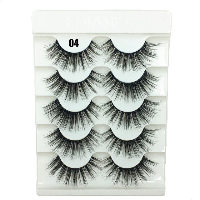 5 Pairs 6D Faux Mink Hair False Eyelashes Natural Long Wispies Lashes Handmade Cruelty-free Criss-cross Eyelashes Makeup Tools