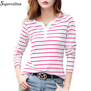 Women T-Shirt Cotton Short Long Sleeve Lady T Shirt Striped Summer Spring Autumn Female Blusa White Plus Size Fashion Top Tee T0