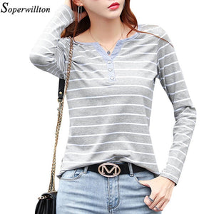 Women T-Shirt Cotton Short Long Sleeve Lady T Shirt Striped Summer Spring Autumn Female Blusa White Plus Size Fashion Top Tee T0