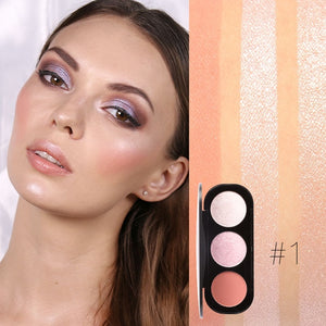 FOCALLURE New Arrivel 3 Colors Blush&Highlighter Palette Face Matte Highlighter Powder Illuminated Blush Powder