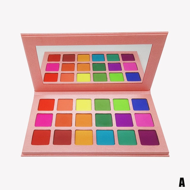 Summer Colorful Eyeshadow Palette Matte 18 Colors Shimmer Blendable Bright Eye Shadow Pallete Silky Powder Pigmented Makeup Kit